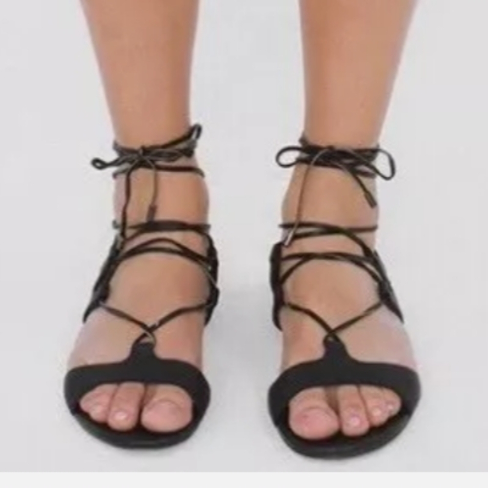 Black Strappy Sandals for Women